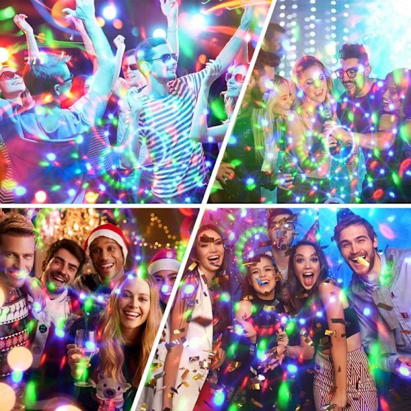 XJ-Discolys, 2 STK 7 farver RGB Discokugle 360° rotation med fjernbetjening