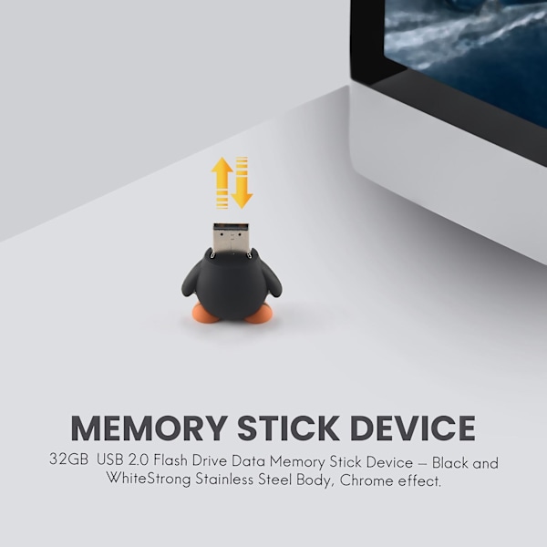 XJ-32gb Nyhet Söt Baby Pingvin Usb 2.0 Flash Drive Data Minne Sticka Enhet - Svart Och Vit