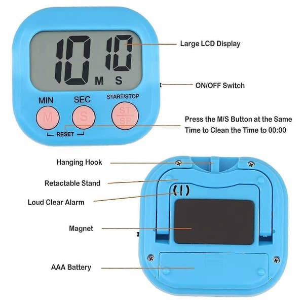4 Colors Digital Kitchen Timer, Digital Magnetic Stopwatch Timer With Magnet, Standing Small Kids Timer, Minute Countdown Short-term Alarm