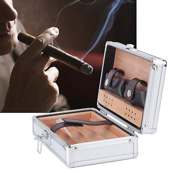 Skrivbords Humidor Fodral Cigarrlåda Resväska Cederträ För Cigarrälskare