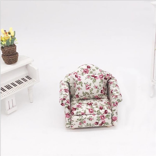 XJ-Dukkehusmøbler og dukker 1:12 Dukkehus Dukkehusmøbler Enkelsofa Model Dekoration