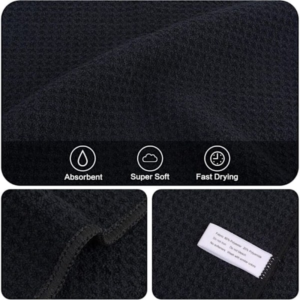 Sorte Mikrofiber Køkkenklude, Superabsorberende Køkkenrengøringsklud, Viskestykker Bløde Vaskbare Køkkenklude 30cm x 30cm 6-pak