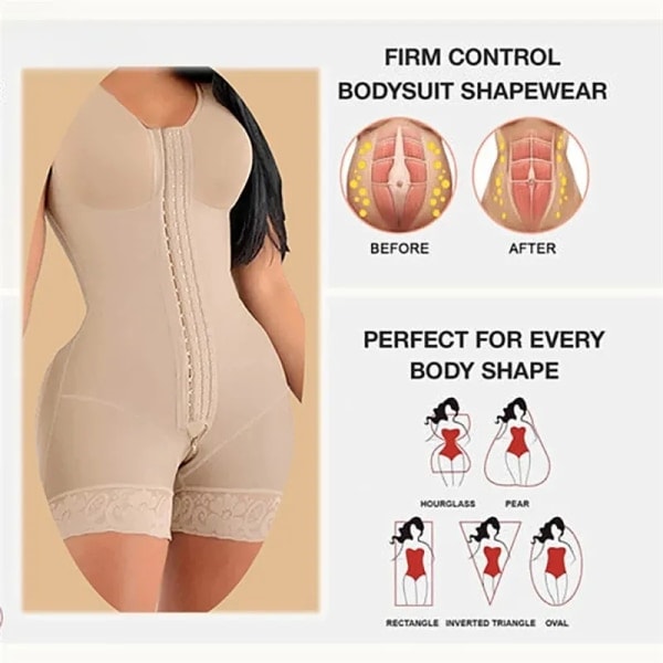 Hög kompression Fajas Shapewear Kort gördel med broscher Byst för dagligt och efter kirurgiskt bruk Bantningsslida Mage Kvinnor Black LGG 1026 XXXL