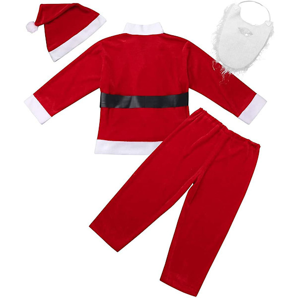Joulupukin asu lapsille, unisex, pojat, tytöt, deluxe joulupukin asu, tonttuasu, cosplay-esitys, juhlat, joululahjat (pituus 110-120 cm)