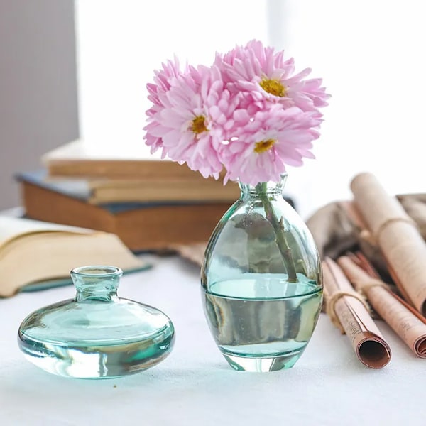 3 st Klar Färgglad Glas Mini Vaser Snittblommor Hydroponisk Minimalistisk Blomvas Prydnad Vas Blomsterarrangemang Behållare