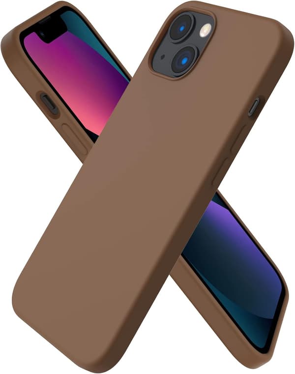 iPhone 13 Case, Liquid Silicone Case for 6.1 inch iPhone 13, Ultra-thin Case, Full Coverage Shockproof Protective Soft Case Chocolate Chocolate