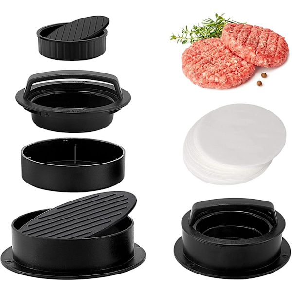 XJ-Hamburgermaskin - 3 i 1, Fylt Burger, Non-stick, Grillverktøy