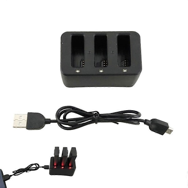 3-i-1 Multi Batterilader Hub Intelligent Hurtiglading for DJI Tello Drone Svart