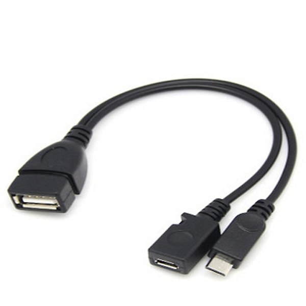 Mini Micro USB OTG -sovitin, virranjakaja Y-kaapelilla Micro 5-nastainen uros/naaras, puhelintarvike