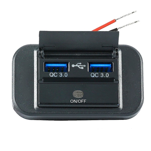 XJ-2st 12V RV USB-uttag, 36W Dubbel QC3.0 USB Billaddaruttag med Lock, 12V 24V Bil Ch