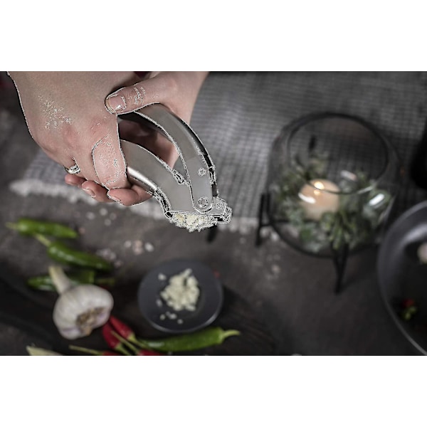 XJ-Rikon Epicurean Vitlökspress, Rostfritt stål, 6,5 x 1 x 1,5 tum, Silver