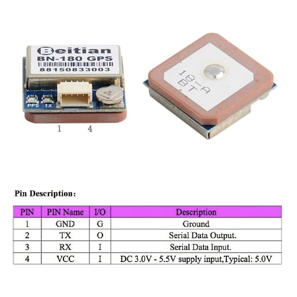 XJ-Bn-180 GPS-modul TTL Dubbel Glonass GPS + GPS Passiv Antenn För Cc3d Betaflight