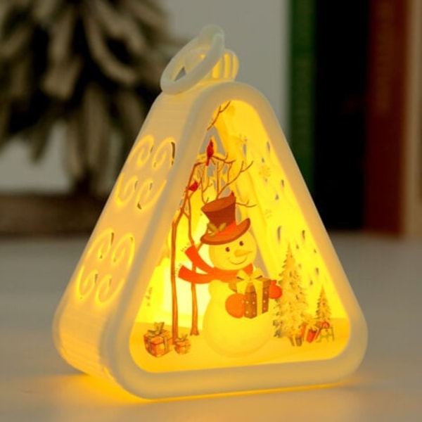 Retro juledekorasjonsnattlampe, lysende gave, skrivebordstilbehør, stemningslys (snømann)