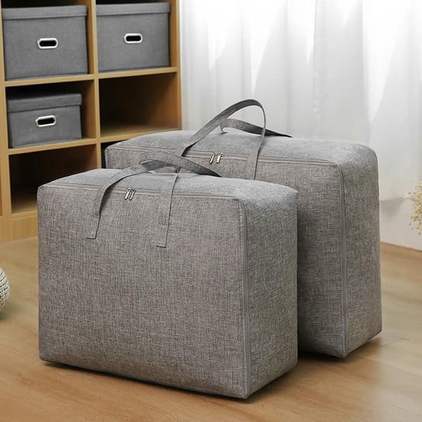 Oppbevaringspose for dyner, XXL, grå, 70x50x30, for tepper, puter, dyner