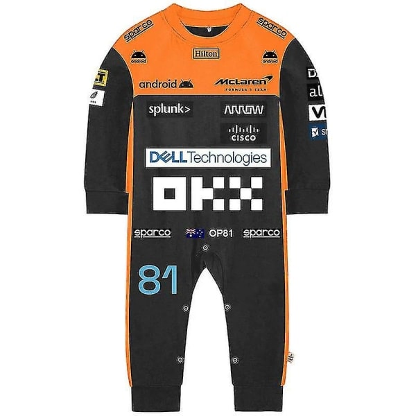 Tib 2023 Ny säsong F1 Mclaren Baby Jumpsuit Formel 1 Team Racing Car Gulf Pojke Flicka Barn Romper Vår Coola bebiskläder WCLTY-200 18M