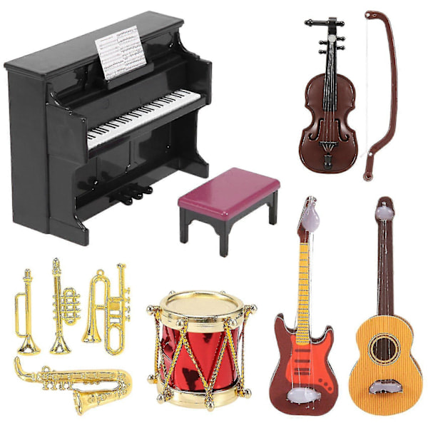 Dockskåp Miniatyr Musikinstrument Set Mini Dockskåp Musikinstrument Modell Dockskåp Docka D