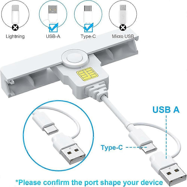 Smartkortläsare USB A Typ-C USB Gemensam åtkomst Skattedeklaration SIM/ID/Bankkortläsare Gemensam åtkomstläsare