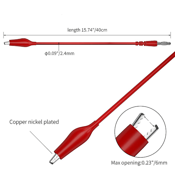 XJ-Digital Multimeter Testledningskit Alligatorklämma Till 4mm Banankontakt Med Testprob Backprober Kit