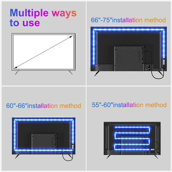 INF LED-ljusremsa med Bluetooth-fjärrkontroll RGB LED-ljuslist 20 meter