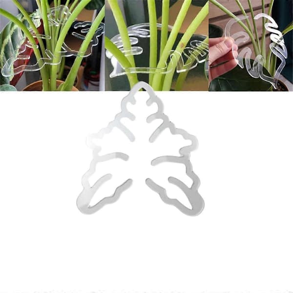 Tortoise Shell Bamboo Clips Set, Plant Stem Plastic Support, Flower-shaped Green Plant Leaf Holder Tu