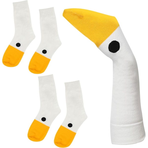 XJ-2 par unisex gåsesokker, morsomme gåsehodesokker, morsomme nyhetsgåsesokker dukker casual bomullsstrømper for menn kvinner gutter jenter kostymefest