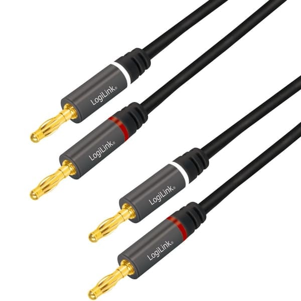 XJ-Høyttalerkabel 2x2,5 mm² med bananplugger Svart 3 meter