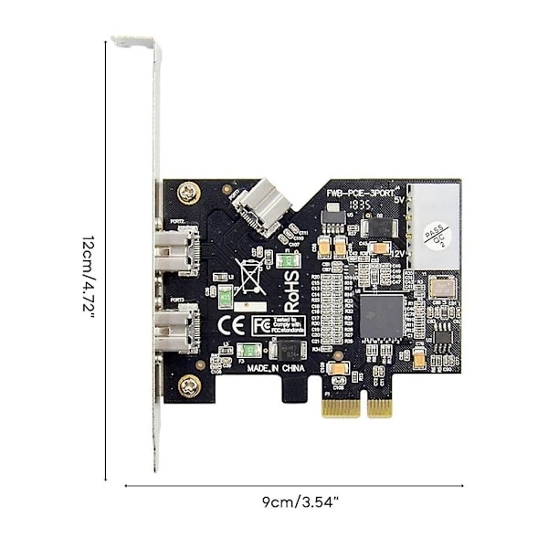 Pcie X1 till Firewire 800 1394b 3-portars kamera för bild- och videoinspelningskort