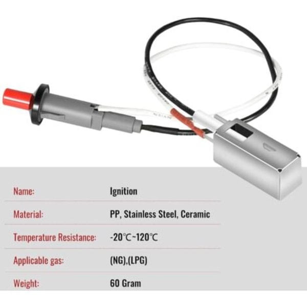 Trykknap Piezo Tændingssæt Reservedele til Weber 7510, Spirit E-210, Spirit 500/700, Genesis E-310/E-320, Genesis Silver B/C, Genesis Gold