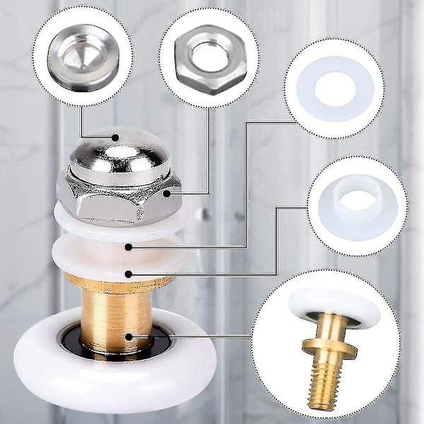 Brusekabineruller 20 mm Skydbare Brusekabinedøre Hjul Udskiftning Til Brusekabine Brusebad Showe8st