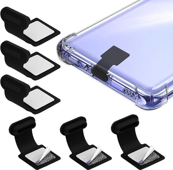 USB-C Port Dammskyddsplugg, 6-pack, Silikondammskydd för bärbara datorer och smartphones, Svart