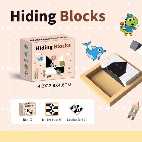 XJ-Kreativa Skjulte Blokke 3D Uddannelsesspil til Småbørn Førskolefarve Formmatchning Hjernespil