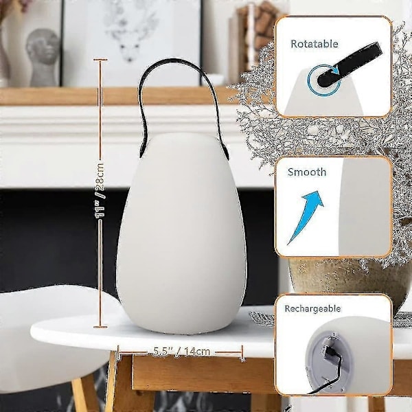 Laddbar Utomhus LED-Bordlampa med 8 Färger, Dimbar, Trådlös med Fjärrkontroll, 4 Dimbara Nivåer, Ögonskydd 3000k [Energiklass A]