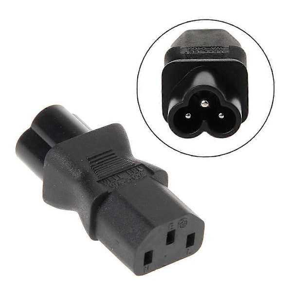 IEC 320 C13 Hun Til C6 Han 3-Pin Kløverblad Stik Konverter AC Strømadapter