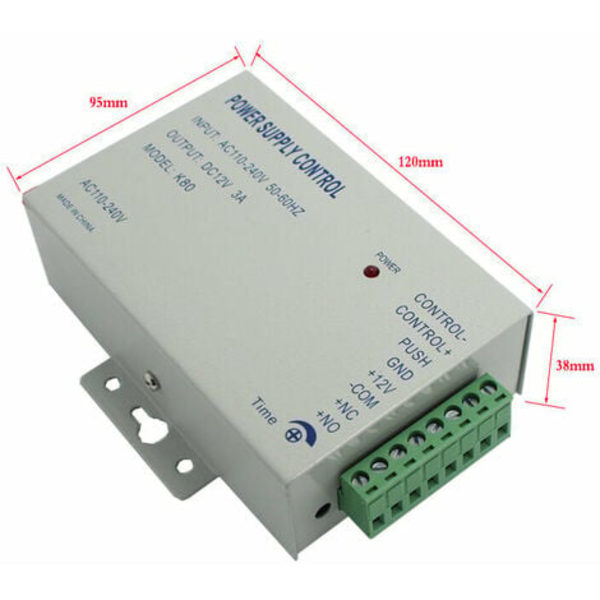 KZQ AC 110-240V till DC12v 3A 36w Strömförsörjning Kontroll för Dörråtkomstkontrollsystem Strömförsörjning