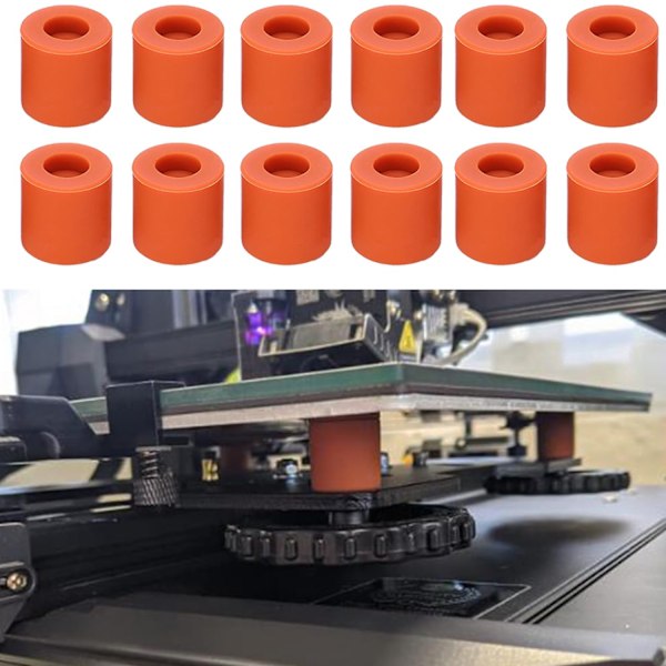 XJ-12PCS 3D-skrivarvärmebäddsutjämningsdelar, 16 mm 3D-skrivarutjämningskolonn Silikonbuffert 3D-skrivarvärmebäddsutjämningsdelar Utjämningsfjäder Ersättning
