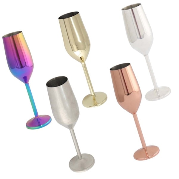 Champagneglas, Champagneglas i rostfritt stål, Perfekt för Fars Dag, Bröllop, Fester och Årsdagar guld