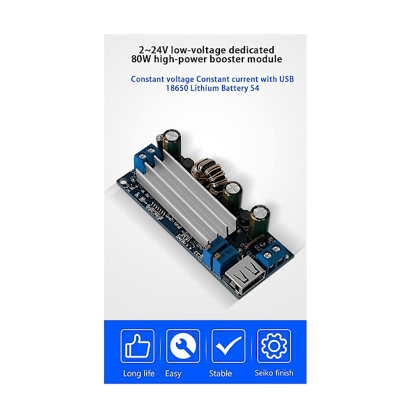 XJ-2-24v Lavspændings Dedikeret 80w Boost Modul Konstant Strøm Med Usb 18650 Lithium Batteri