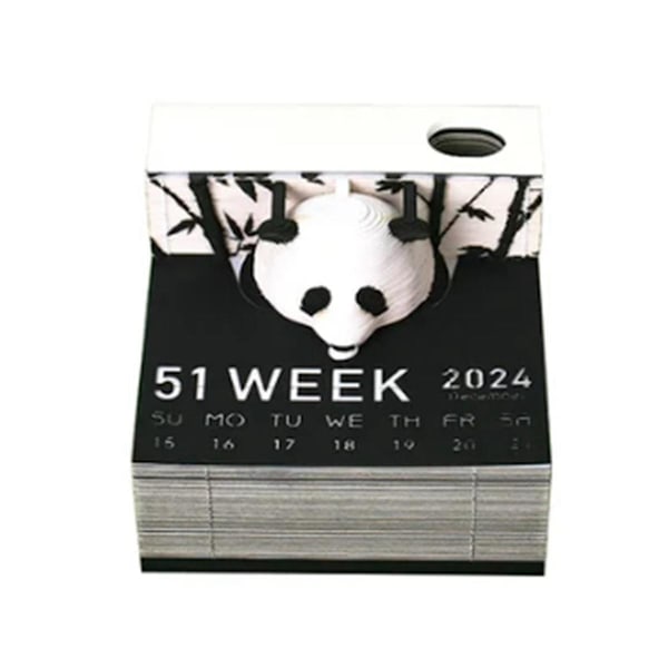XJ-3d Papperskonstkalender 2024 Panda 3d Anteckningsblock 3d Memoblock Kawaii Klisterlappar Jul B
