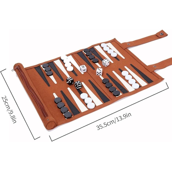 XJ Mikrofiber Resebackgammon Set - Resespel för Vuxna, Rulldesign, Barnpusselspelbräde, Strategispel, Spelpjäser