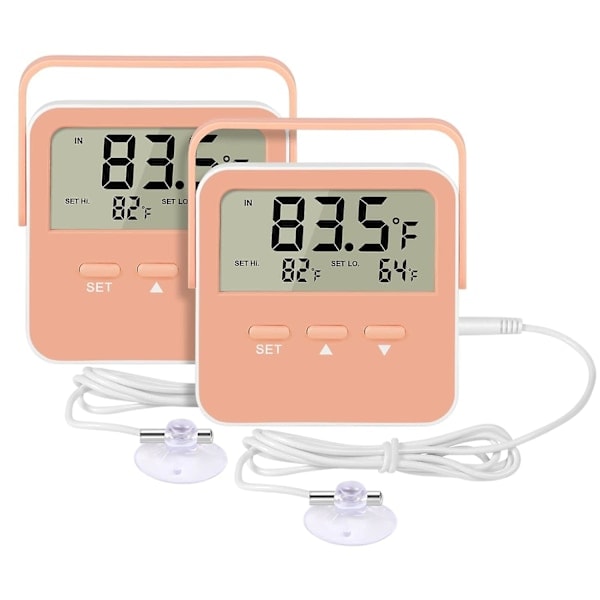 Frysalarm 2 stk Digitalt Køleskabstermometer Alarm Frysalarm Termometer Alarm Høj Lav Temperatur Alarm Ekstra Sensor (FMY)
