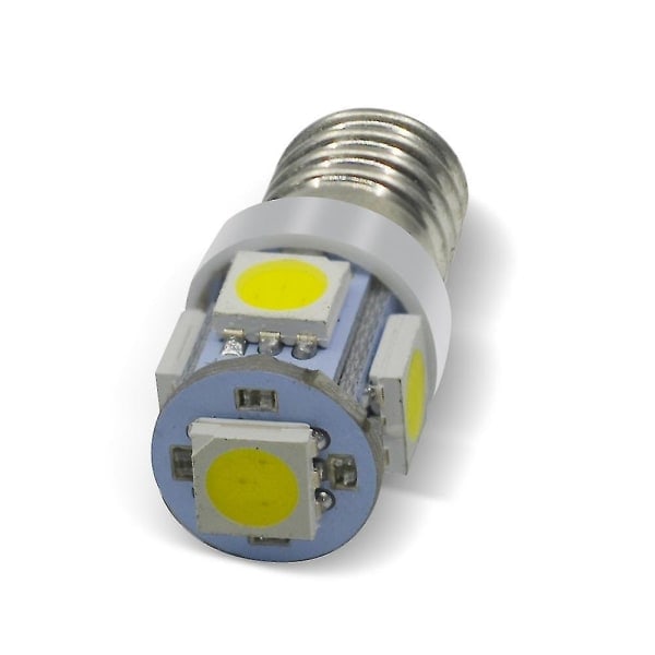 10-pack E10 9V Kallvit 5smd 5W LED-lampor (Kallvit, 9V)