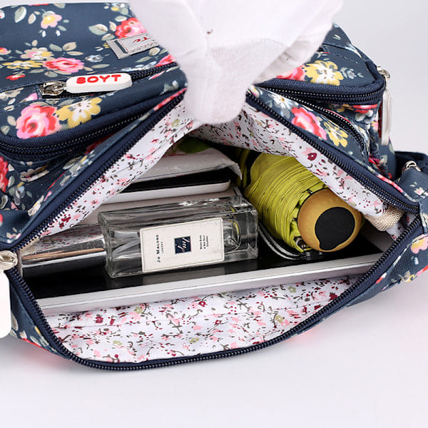 Dam Nylon Axelväska Casual Blommönstrad Crossbody Väska Messenger Väskor Handrosblomma
