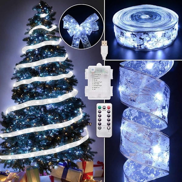 XJ-Juldekorationer, 2,5 tum x 33 fot 100 LED julgransband L