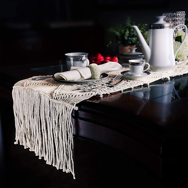 Bordslöpare (220 cm x 33 cm) Boho Bordslöpare Bröllopsbordsdekoration
