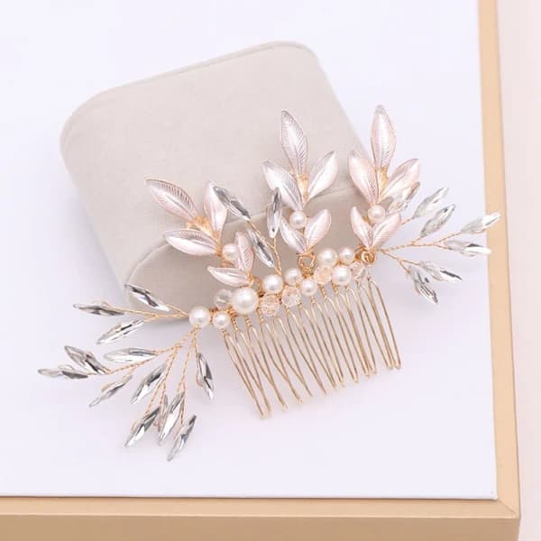 Blomster Perle Hårkam Krystal Rhinestone Hårnåle Brudehår[XJ]