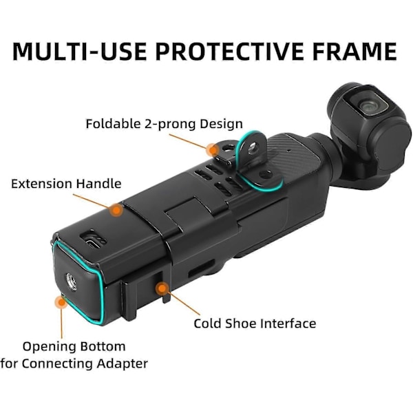 XJ-Osmo Pocket 3 Tillbehör Kompatibelt Med DJI Osmo Pocket 3 Adapterfäste, Pocket 3 Skyddsram Kompatibel Med DJI Pocket 3