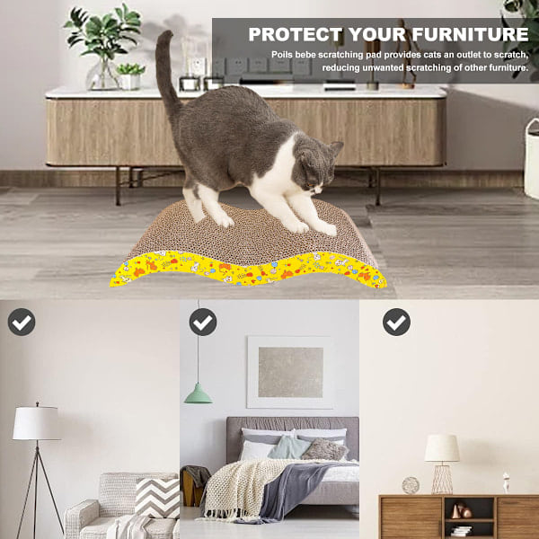 Kattekløsbræt, Vendbar Kattekløser i Karton Stor Bred Moderne Sofaseng med Katteurt (4-pak)