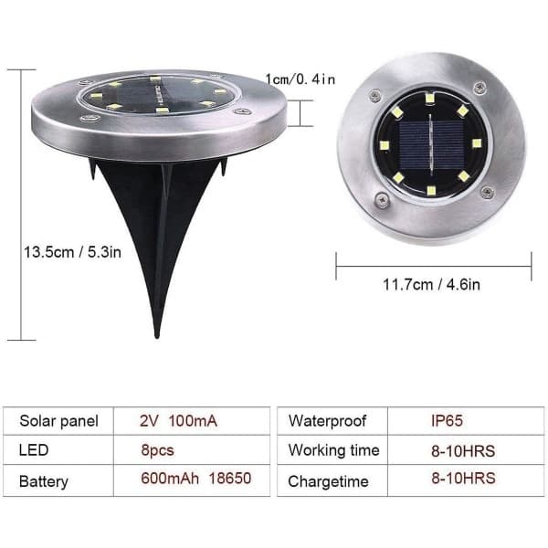Solcellslampor utomhus 8 LED, solcellsdriven trädgårdsbelysning, utomhusbelysning trädgårdslampor IP65 (8 varmvita)