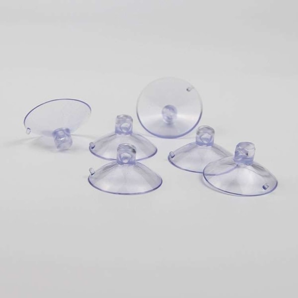 20 Small Transparent Plastic Suction Cups - 35mm Clear