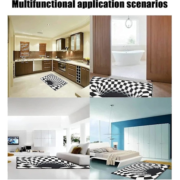 Mattan 3D Stereo Ruudullinen Vortex Optiset Illuusiot Matto Ruokailuhuoneeseen Matto Koti Makuuhuone Huone Sisustus Lattiamatto